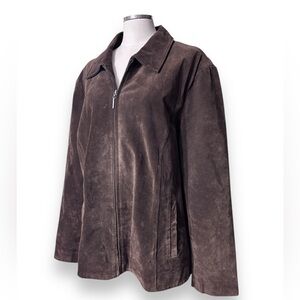 COLEBROOK CLASSICS Dark Brown Suede Leather Zip Front  Jacket